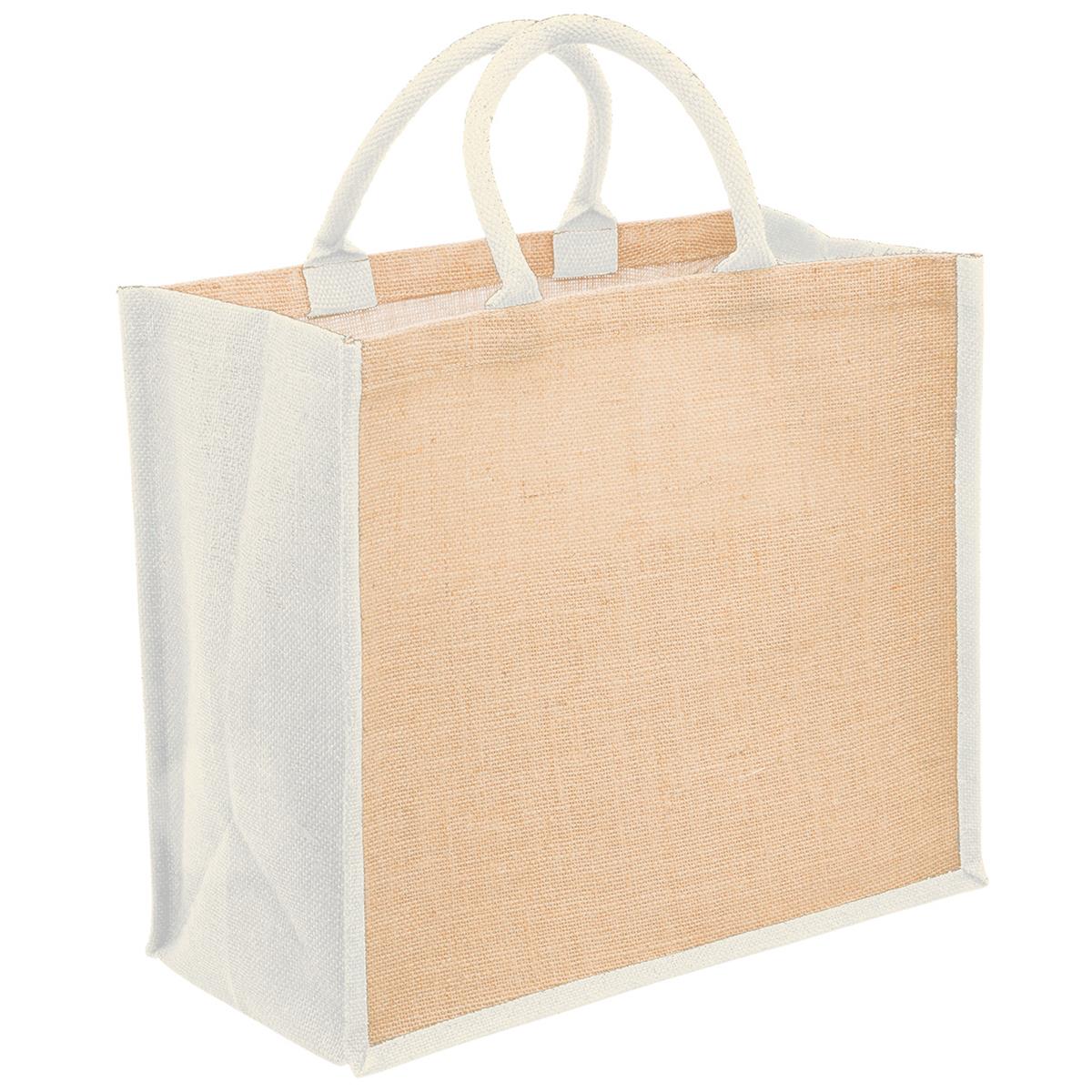 Eco Jute Tote with wide gusset - Natural / Cream - Front