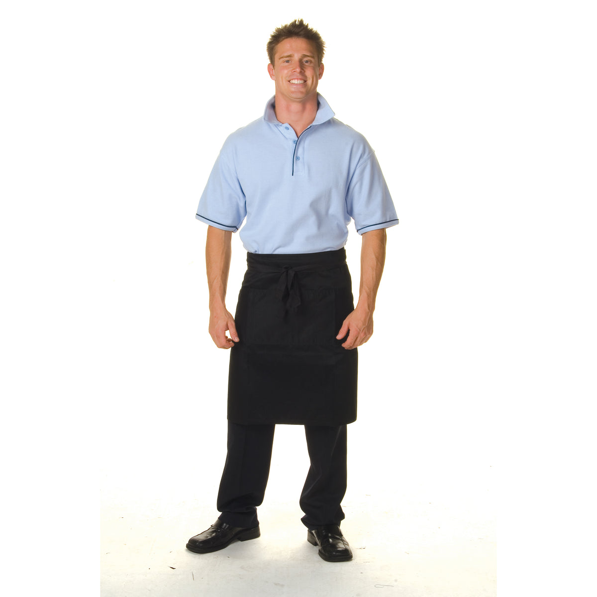 Cotton Drill Half Apron No Pocket - 2202 - Black