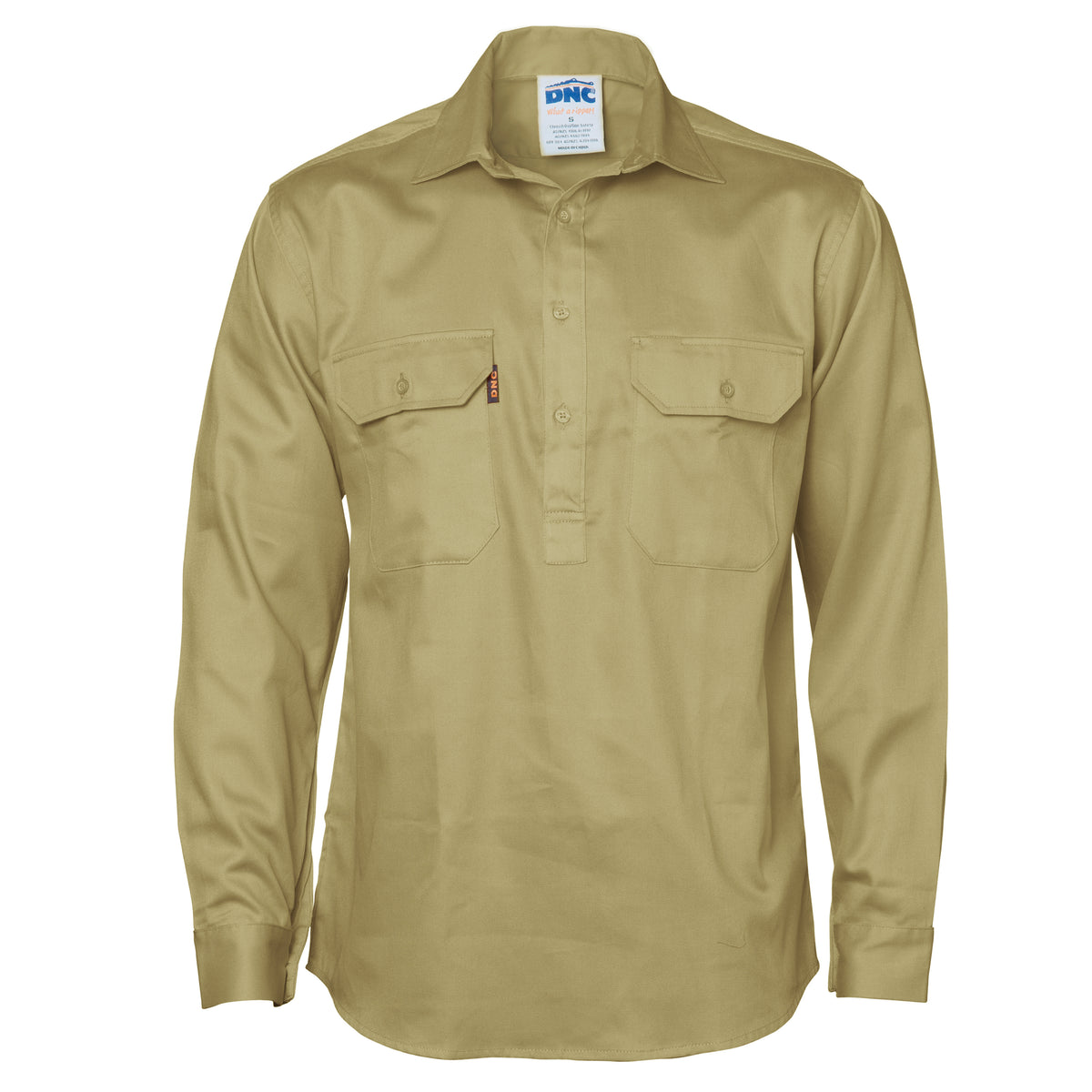 DNC Workwear Close Front Cotton Drill Shirt - Long Sleeve 3204