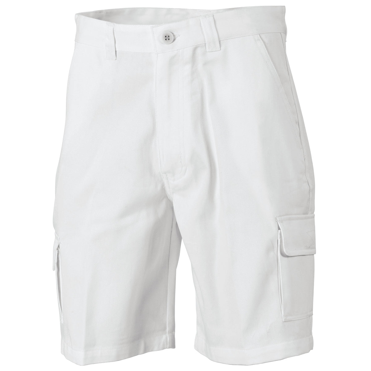 Cotton Drill Cargo Shorts - White
