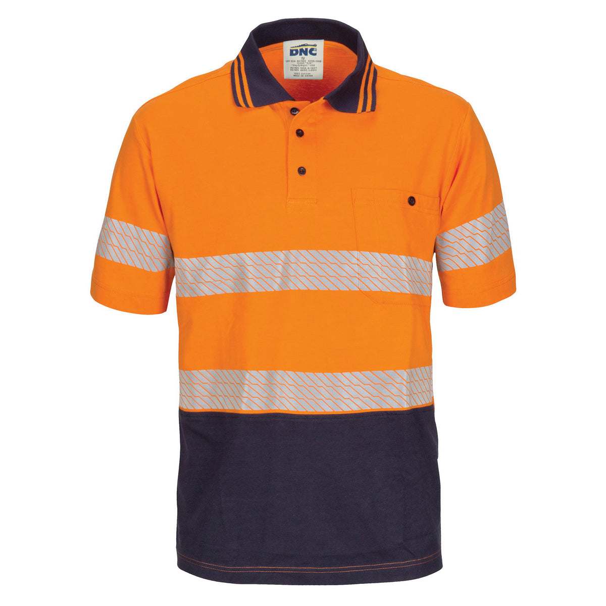 DNC Workwear HIVIS Segment Taped Cotton Jersey Polo - Short Sleeve 3515