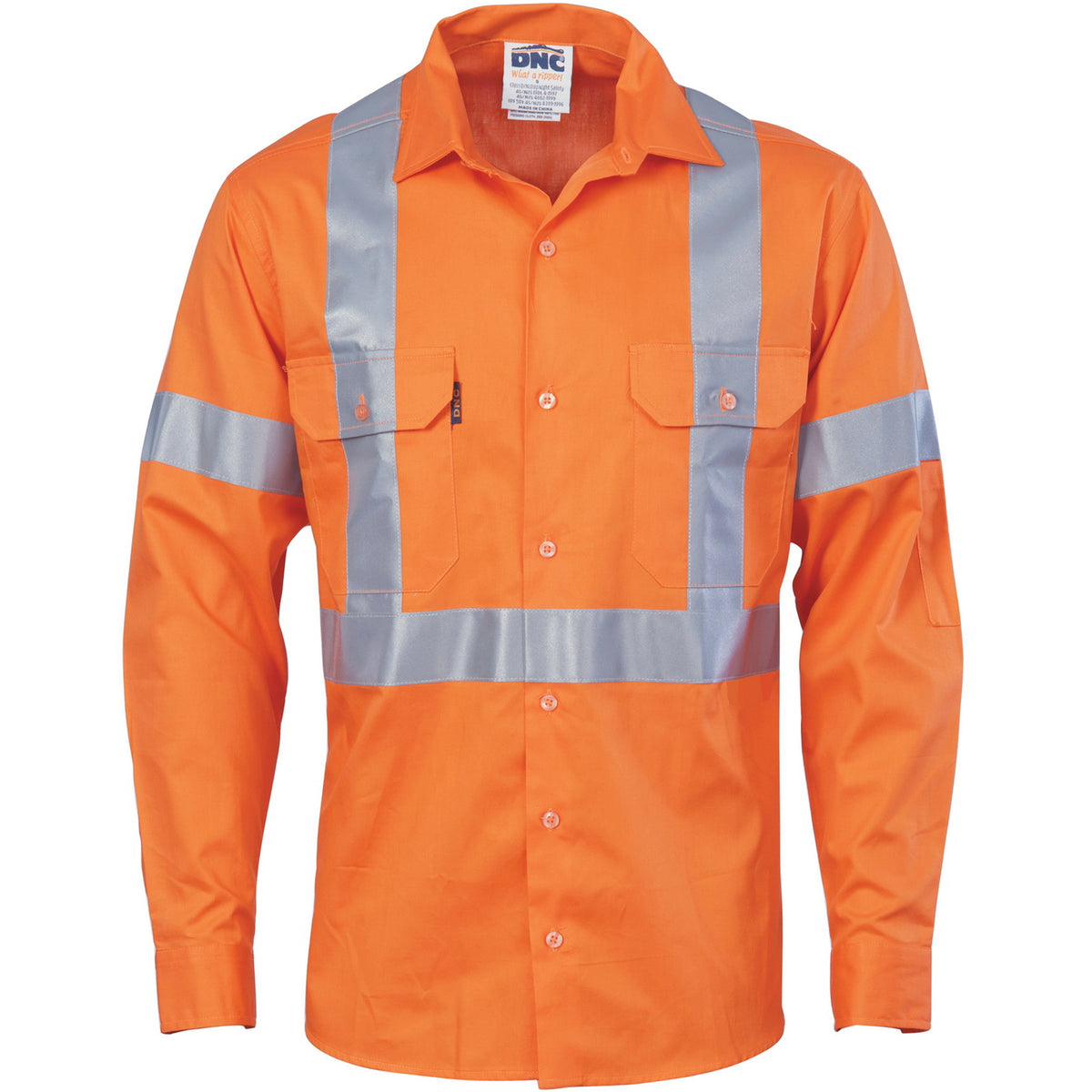 DNC Workwear Cotton Shirt "X" Back CSR R/Tape - L/S 3546