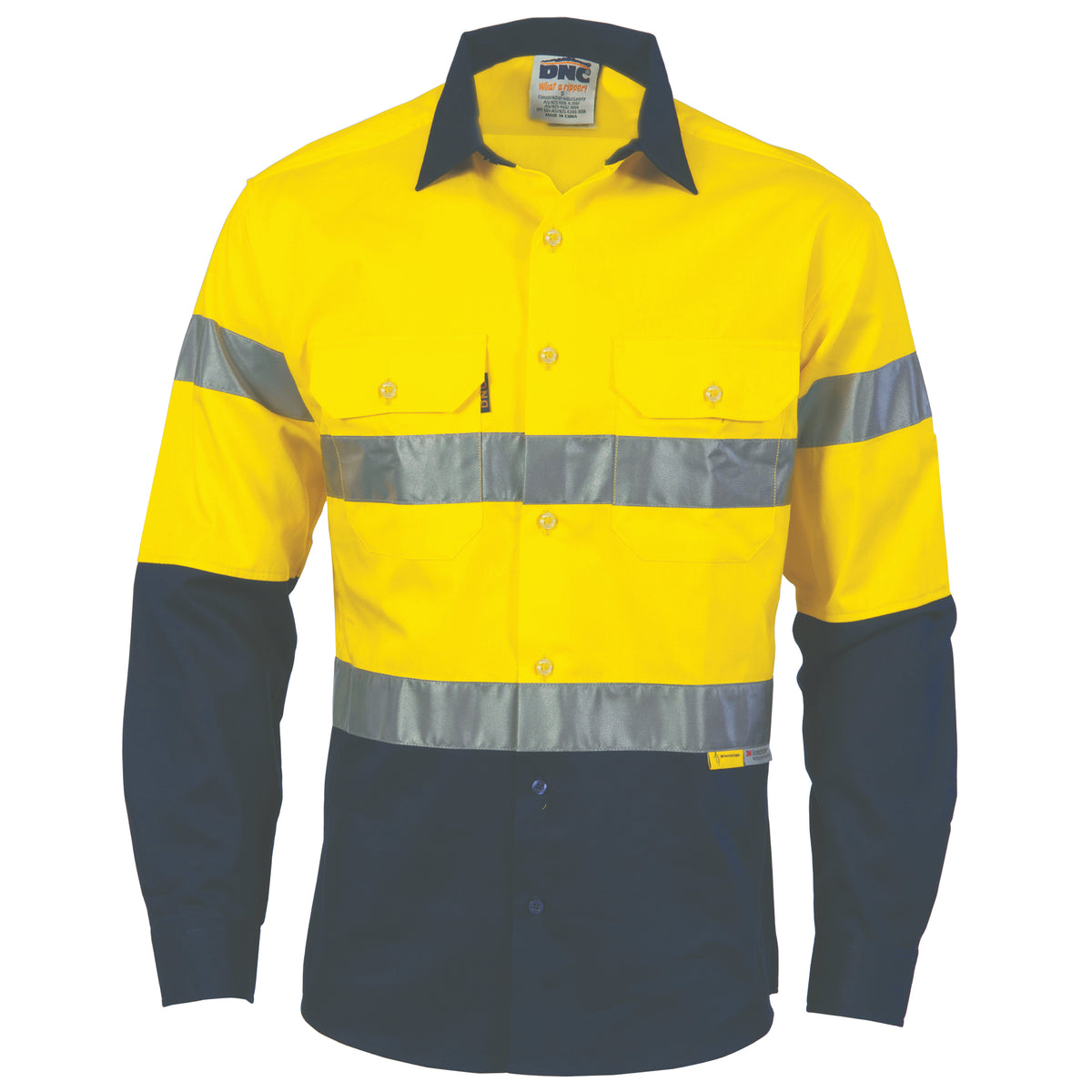 DNC Workwear HiVis Two Tone Drill Shirt with 3M8906 R/Tape - Long Sleeve 3736