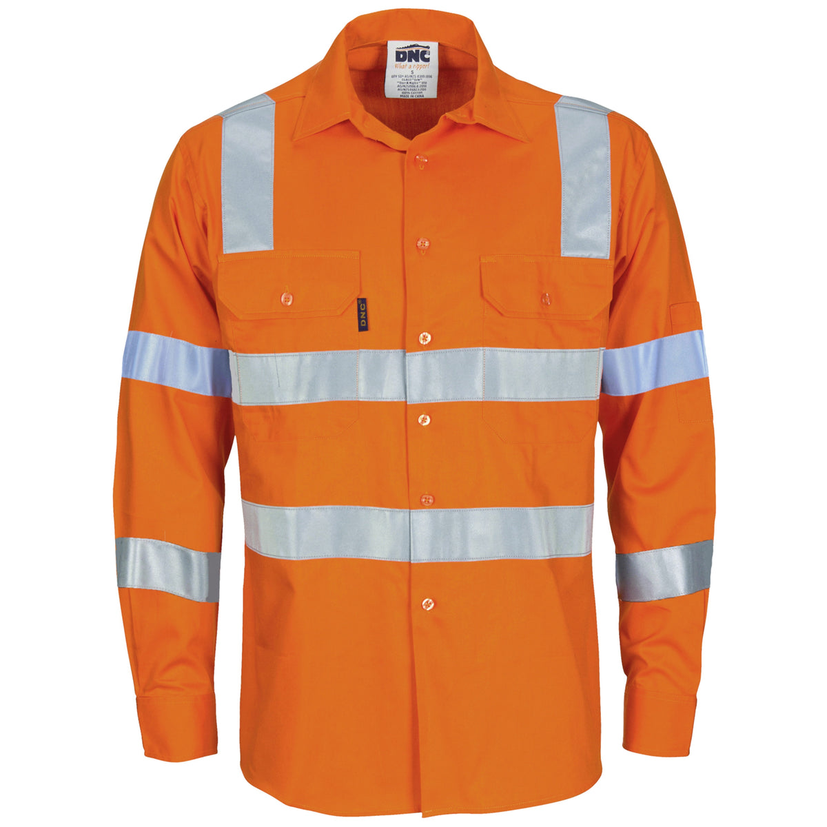 DNC Workwear HiVis L/W Bio-Motion Shoulder Stripe & "X" Back Shirt with CSR R/Tape 3744