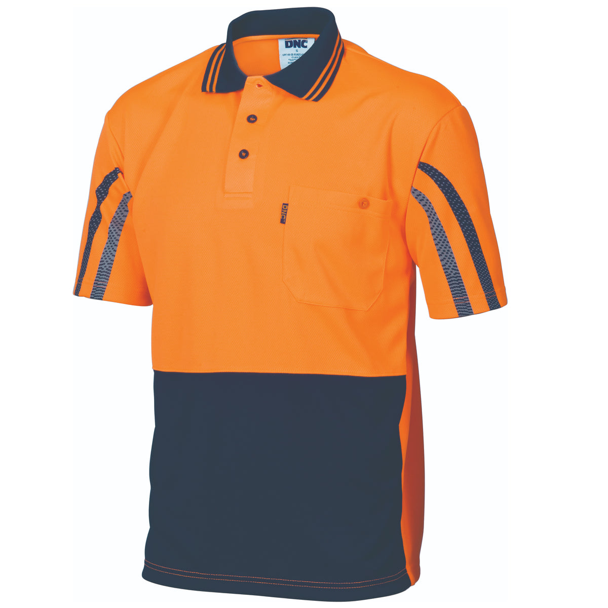DNC Workwear HiVis Cool-Breathe Printed Stripe Polo - Short Sleeve 3752