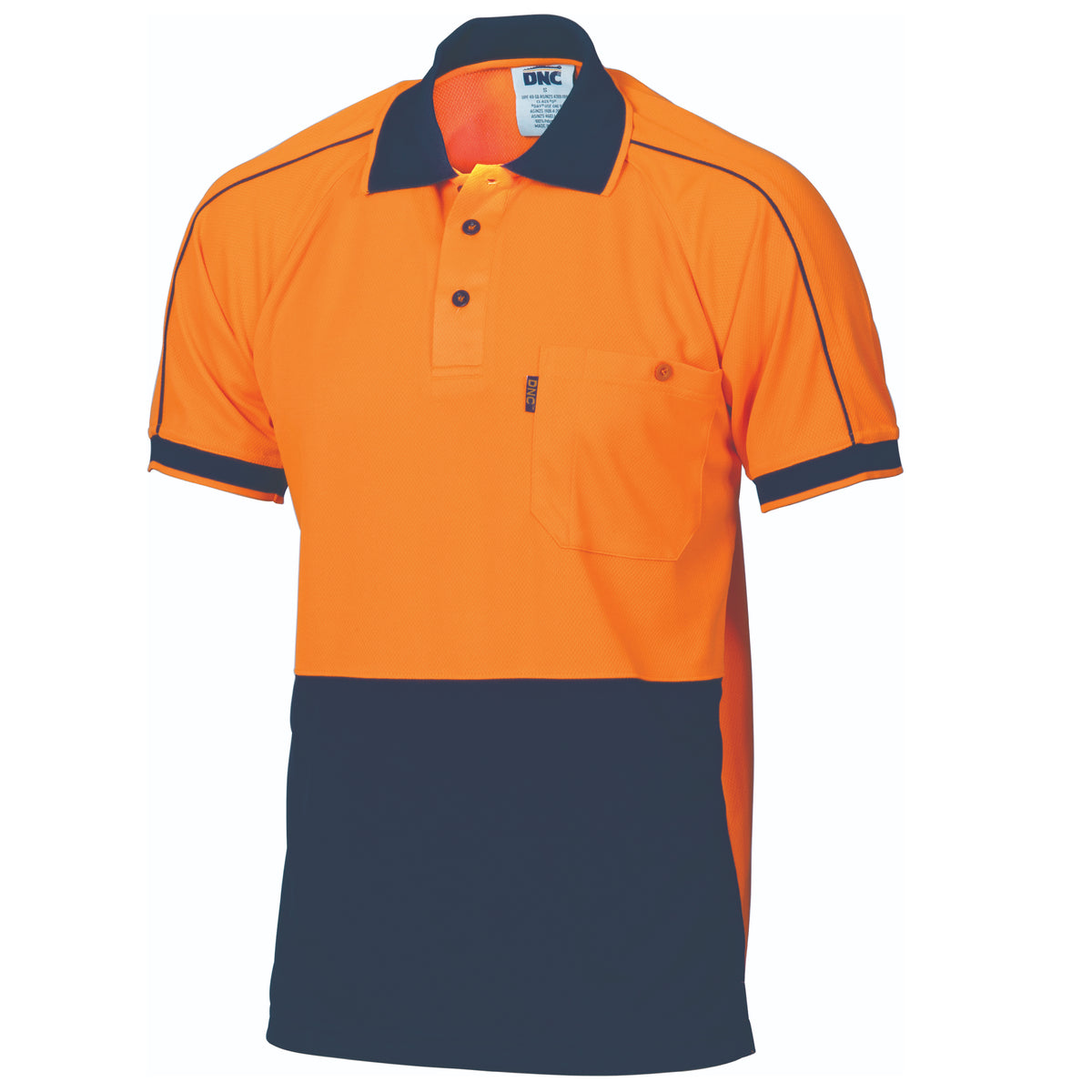 DNC Workwear HiVis Cool-Breathe Double Piping Polo - Short Sleeve 3753