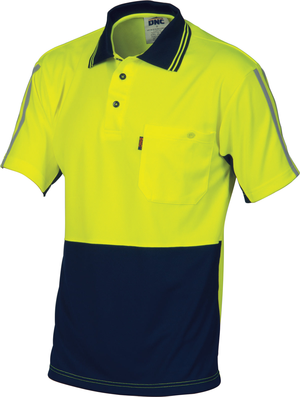 DNC Workwear HiVis Cool-Breathe Stripe Polo - Short Sleeve 3755
