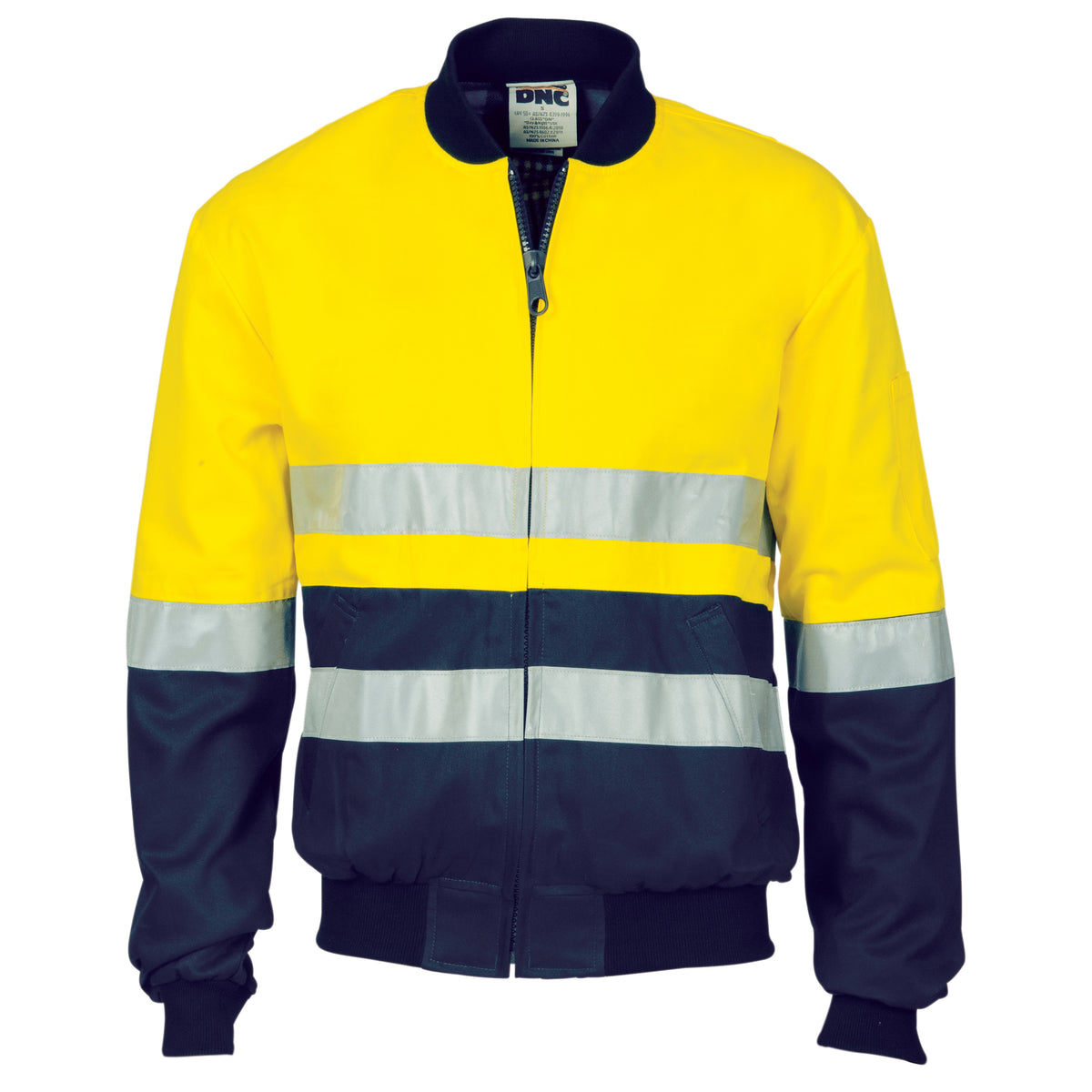 DNC Workwear HiVis Two Tone D/N Cotton Bomber Jacket with CSR R/tape 3758