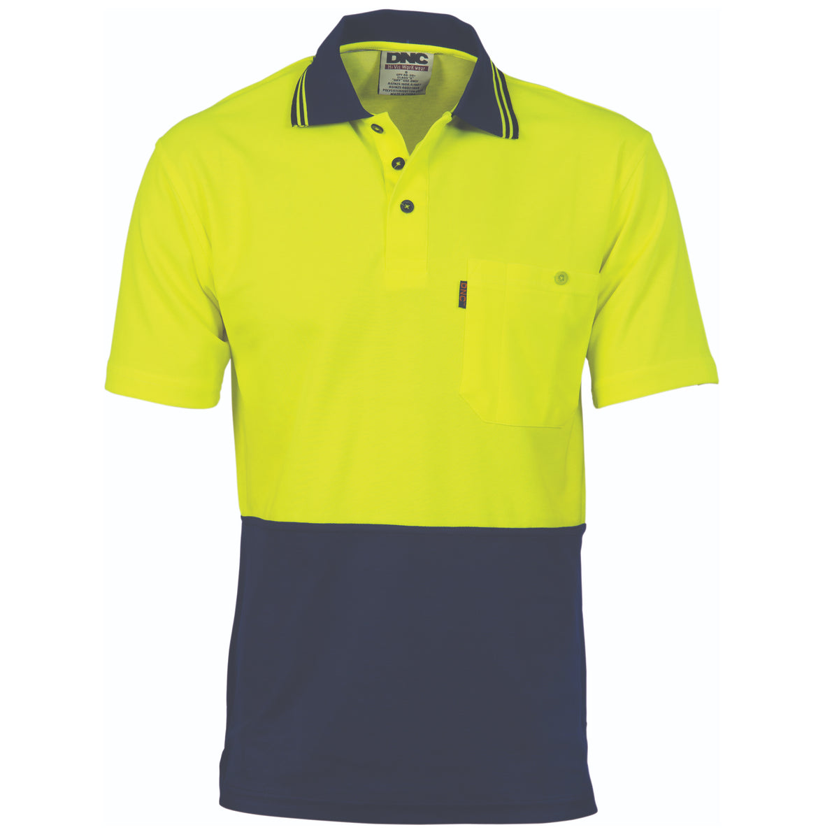DNC Workwear Cotton Back HiVis Two Tone Fluro Polo - Short Sleeve 3814