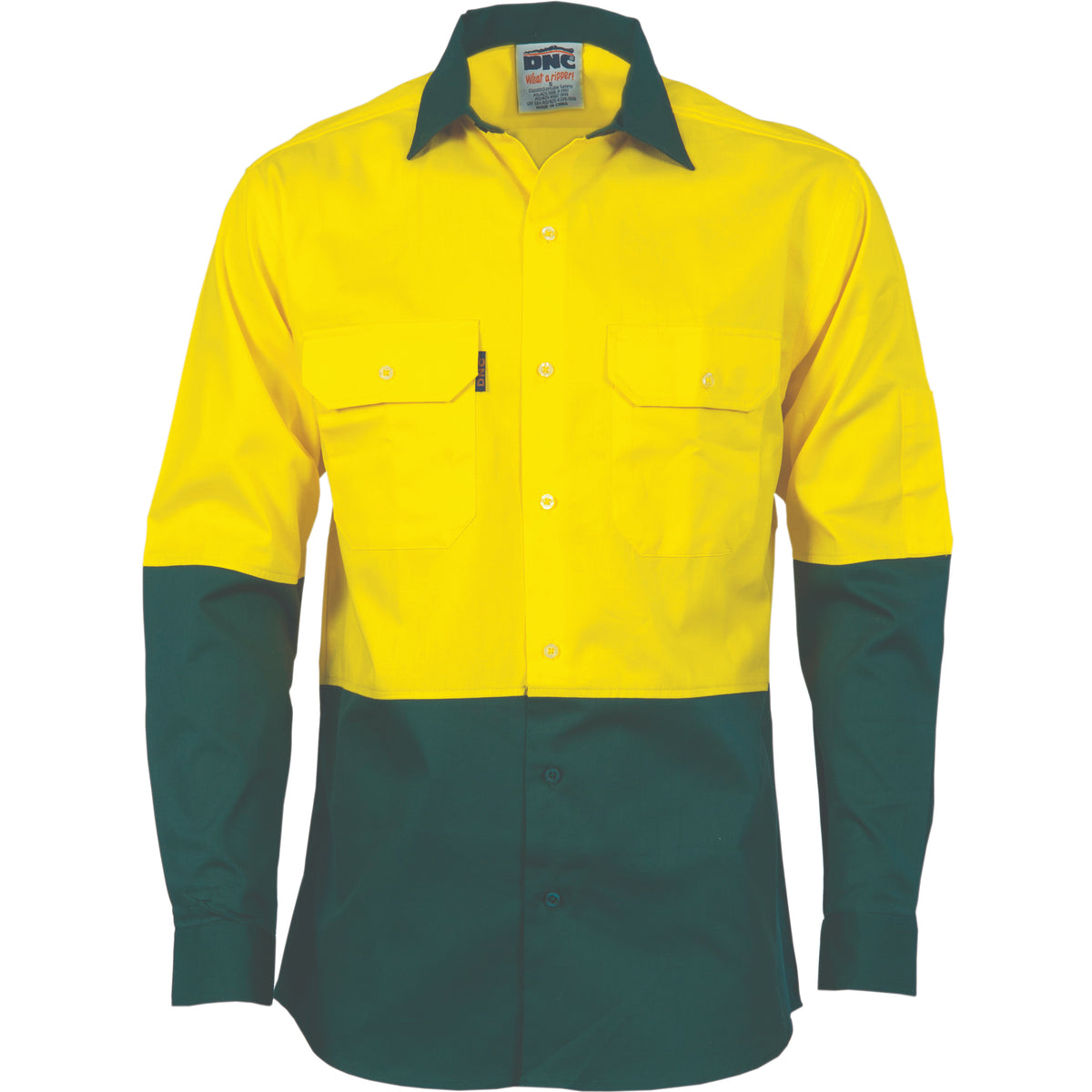 DNC Workwear HiVis Two Tone Cotton Drill Shirt - Long Sleeve 3832