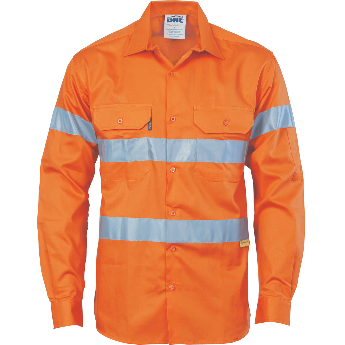 DNC Workwear HiVis Drill Shirt with 3M R/Tape - Long Sleeve 3835