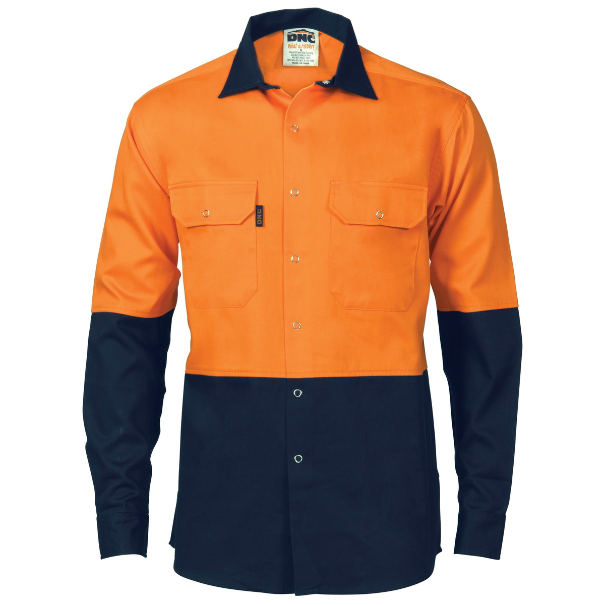DNC Workwear HiVis Two Tone Drill Shirt with Press Studs 3838