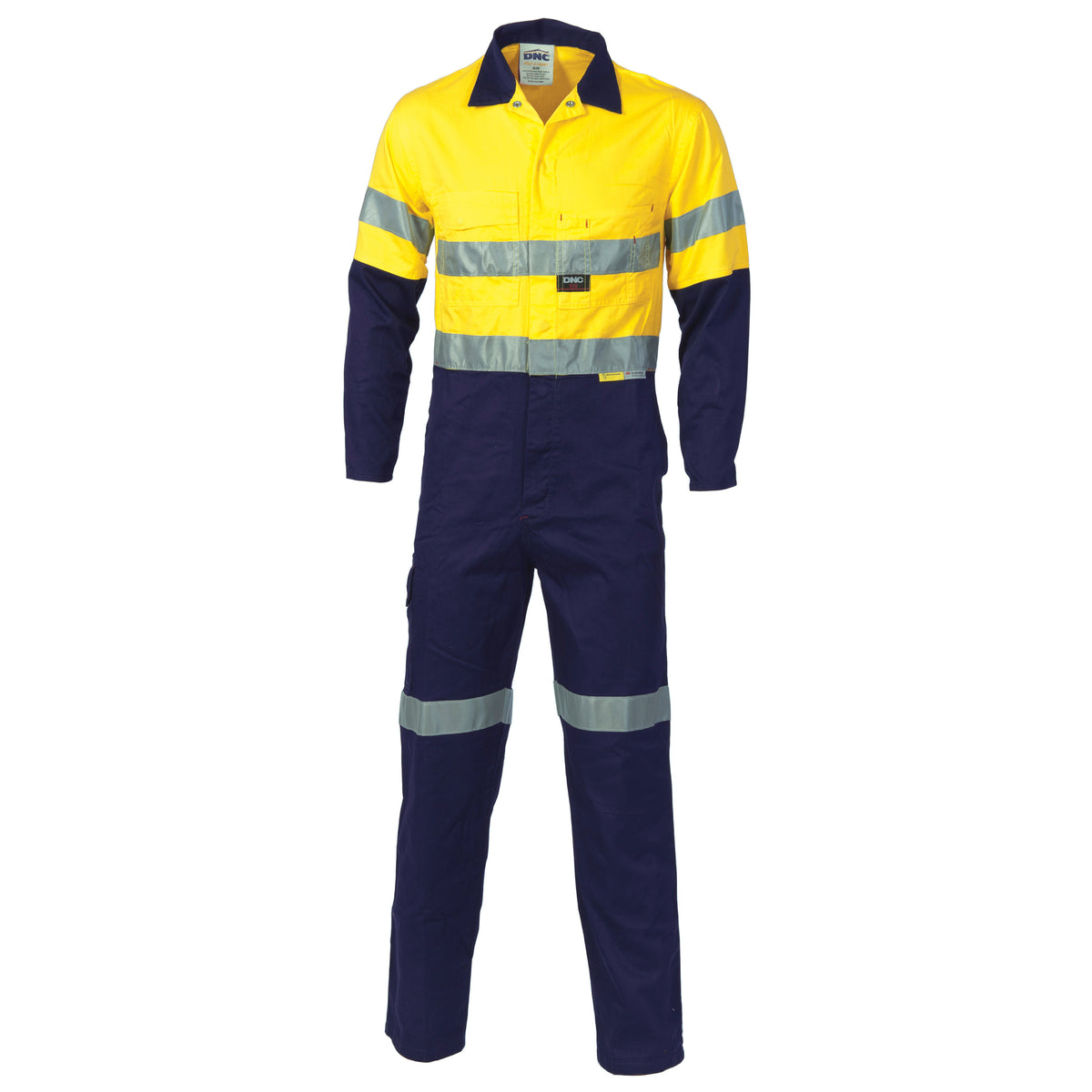 DNC Workwear HiVis Two Tone Cotton Coverall with CSR R/Tape 3855