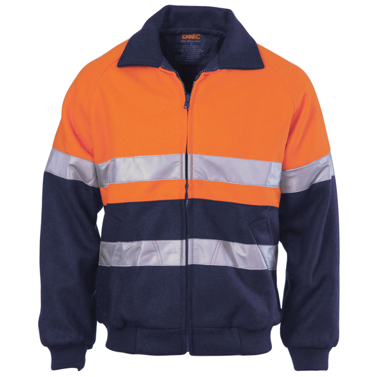 DNC Workwear HiVis Two Tone Bluey Bomber Jacket with CSR R/Tape 3859
