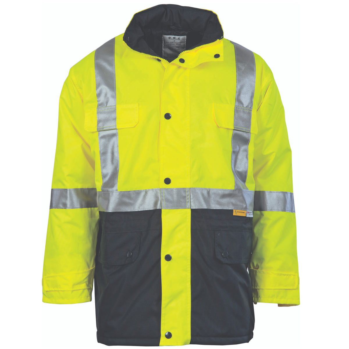 DNC Workwear HiVis Two Tone Quilted Jacket with CSR R/Tape 3863