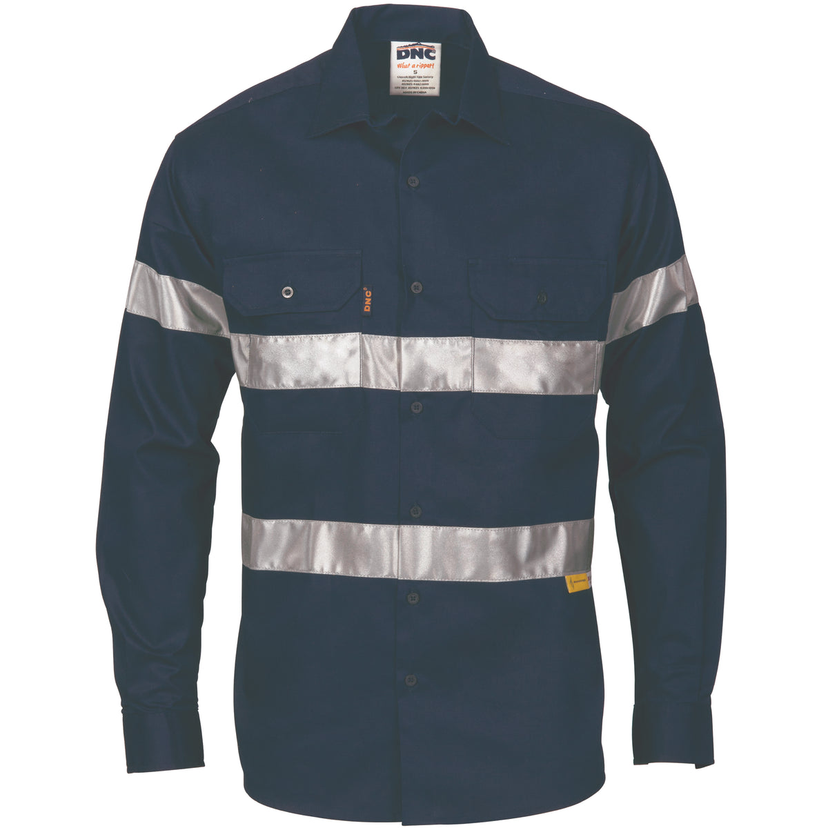 DNC Workwear HiVis Cool-Breeze Cotton Shirt with CSR R/Tape - Long Sleeve 3967