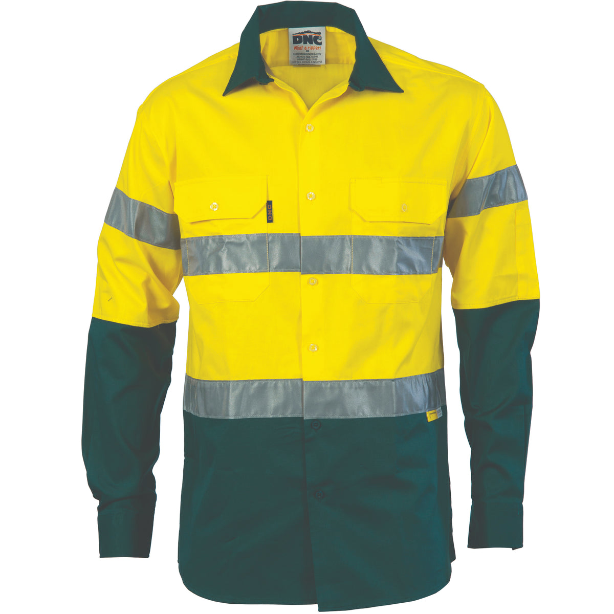 DNC Workwear HiVis Cool-Breeze Cotton Shirt with 3M 8910 R/Tape - Long sleeve 3886