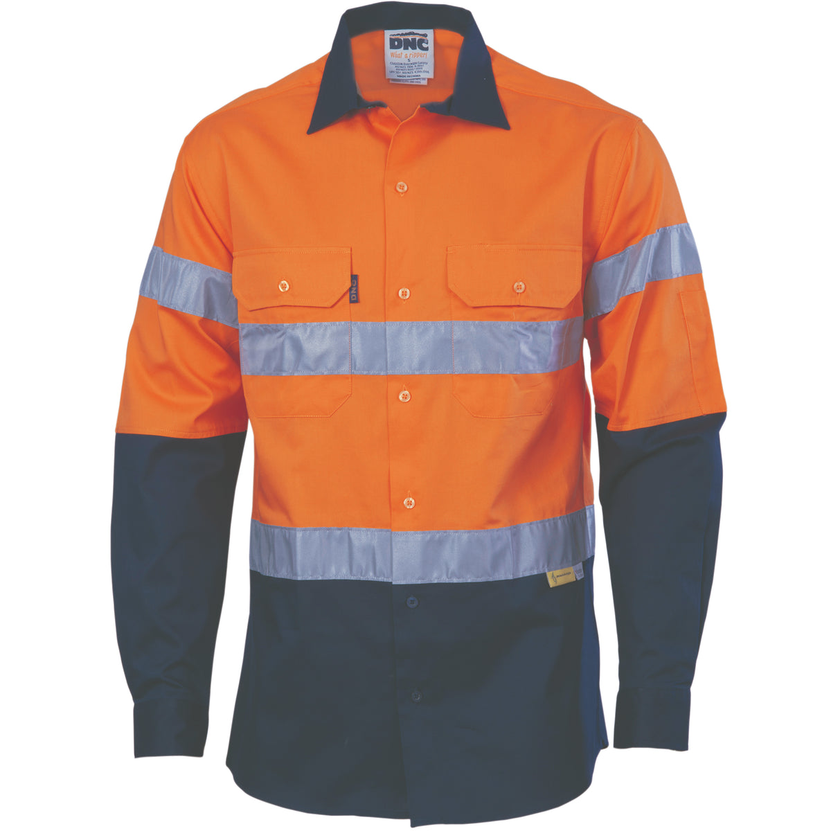 DNC Workwear HiVis Cool-Breeze Cotton Shirt with 3M 8910 R/Tape - Long sleeve 3886