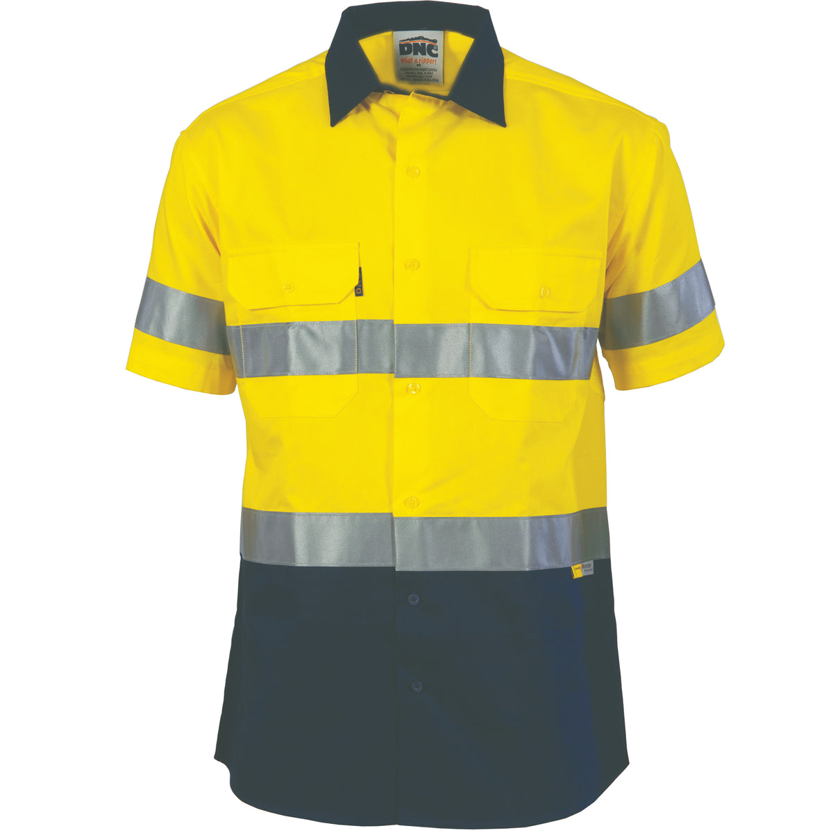 DNC Workwear HiVis Cool-Breeze Cotton Shirt with CSR R/Tape - Short sleeve 3887