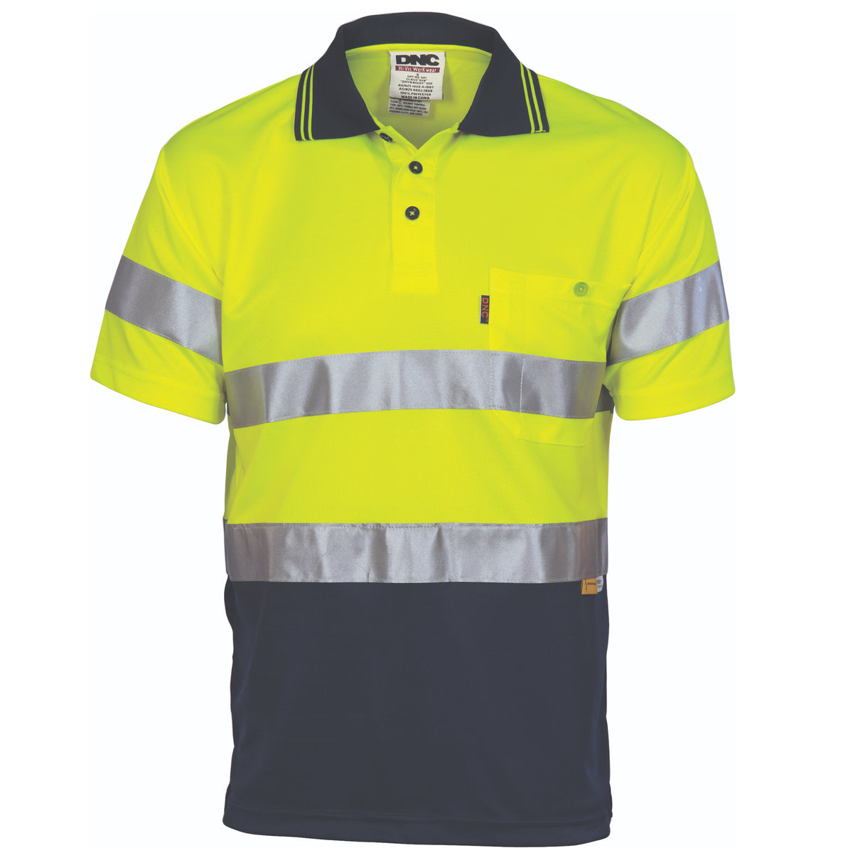 DNC Workwear HiVis D/N Cool-Breathe Polo Shirt With 3M 8906 R/Tape - Short Sleeve 3911