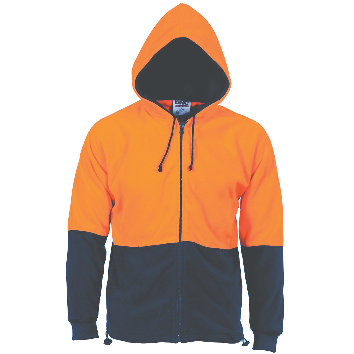 DNC Workwear HiVis Two Tone Full Zip Polar Fleece Hoodie 3927