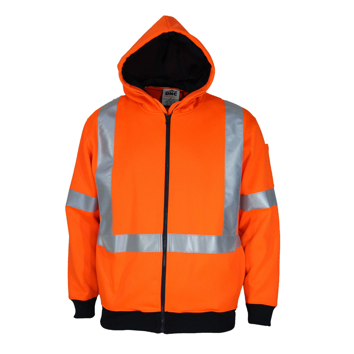 DNC Workwear HiVis Full Zip “X” Back Fleecy Hoodie 3935