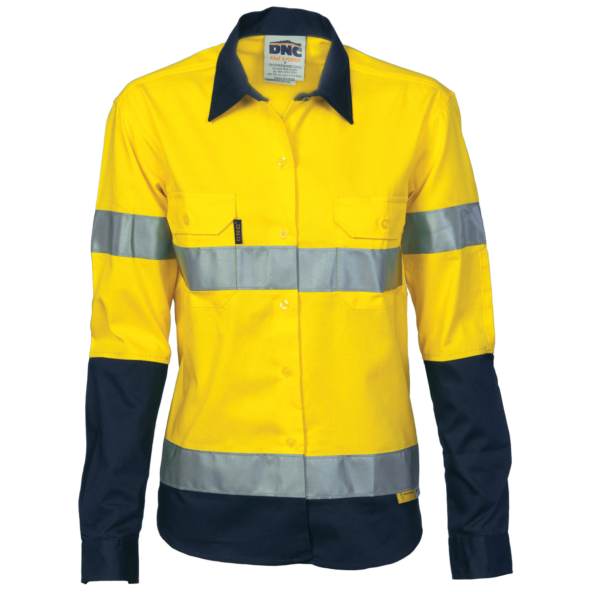 DNC Workwear Ladies HiVis Two Tone Drill Shirt with CSR R/Tape - Long sleeve 3936
