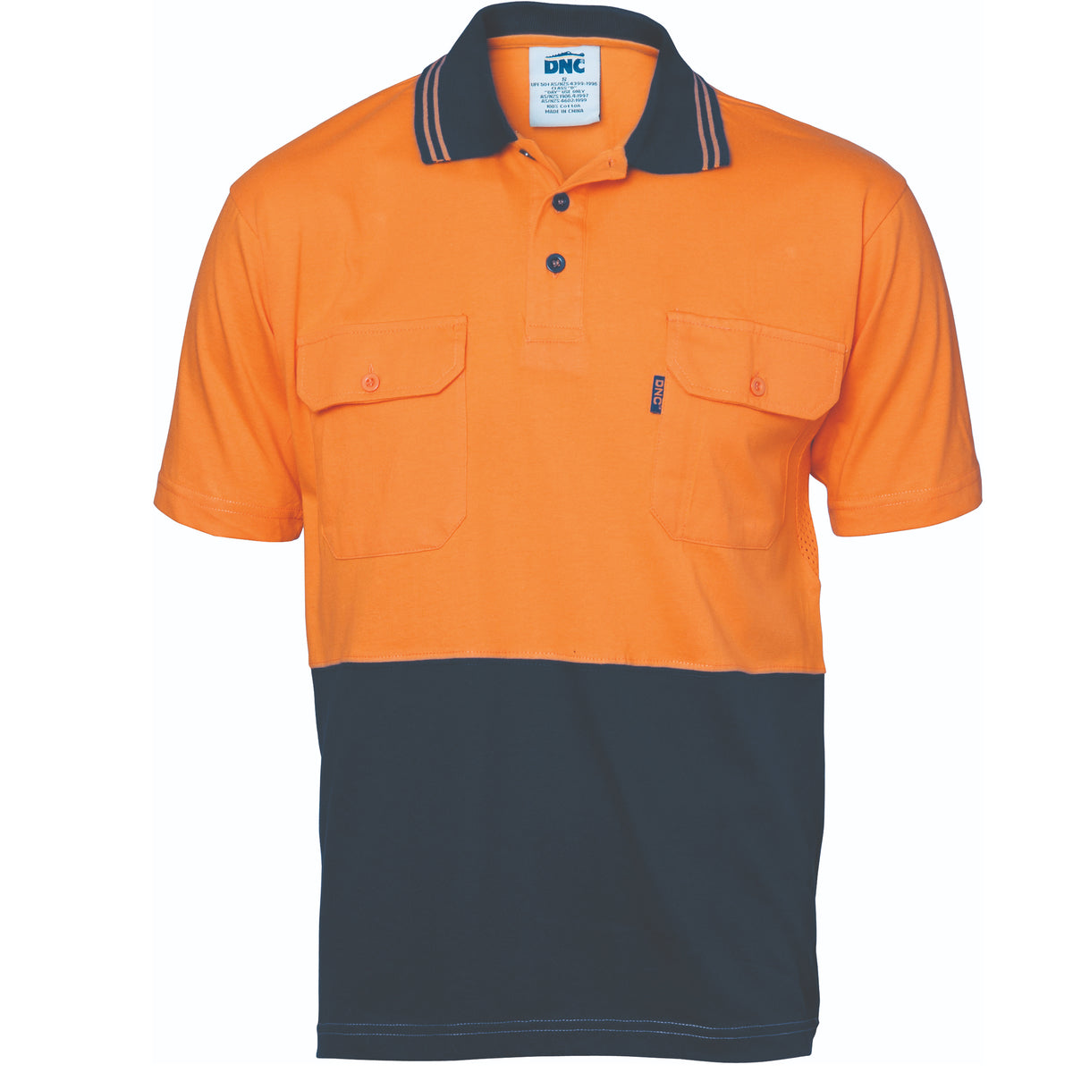 DNC Workwear HiVis Cool-Breeze Two Tone Cotton Jersey Polo Shirt with Twin Chest Pocket - S/S 3943