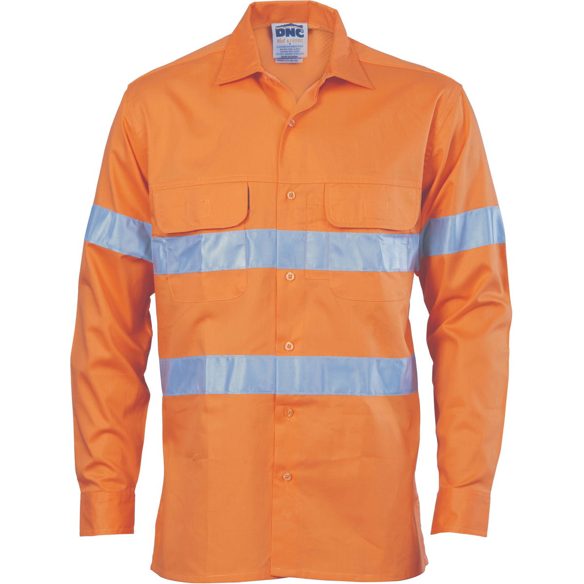 DNC Workwear HiVis 3 Way Cool-Breeze Cotton Shirt with CSR R/Tape - Long sleeve 3947
