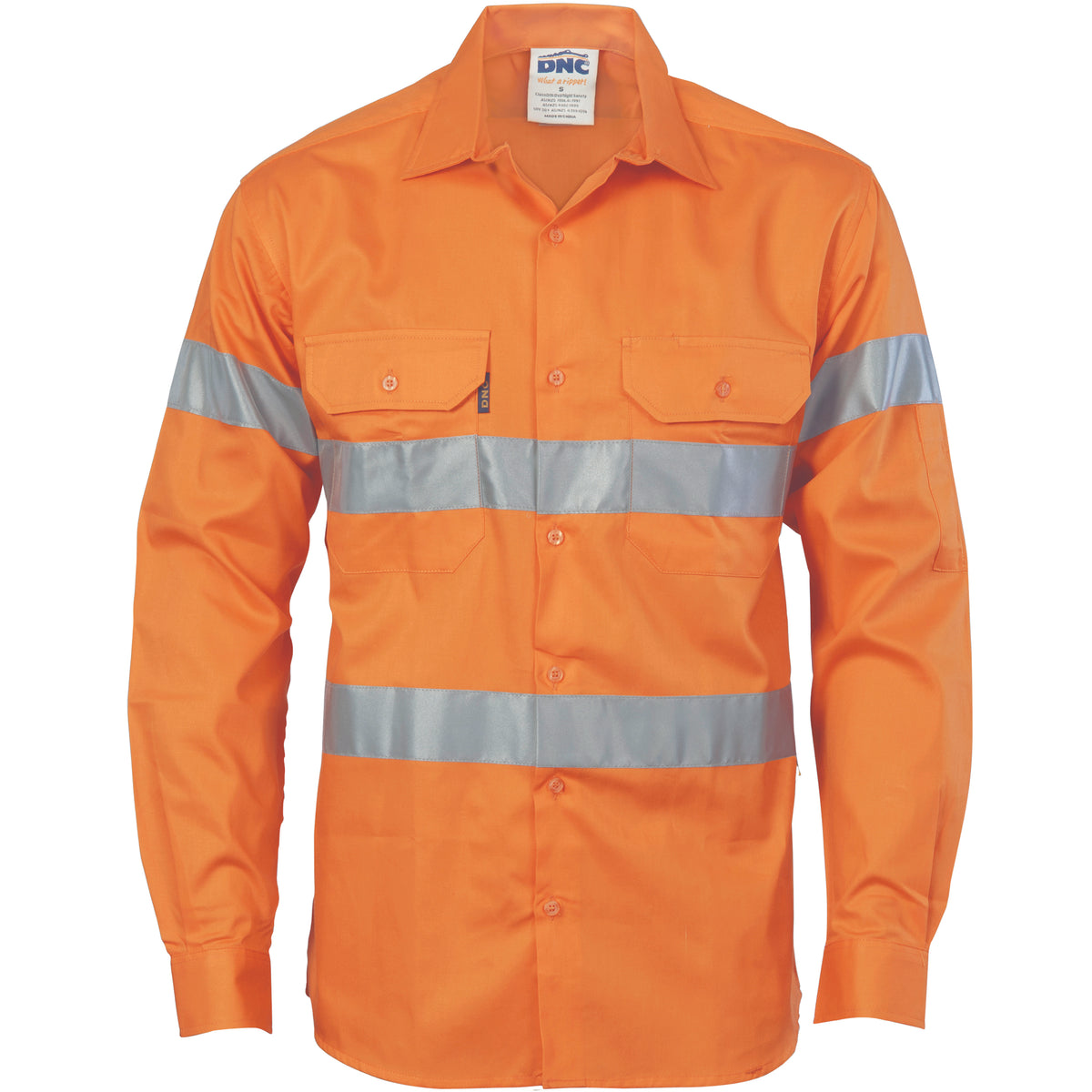 DNC Workwear HiVis Cool-Breeze Cotton Shirt with CSR R/Tape - Long Sleeve 3967