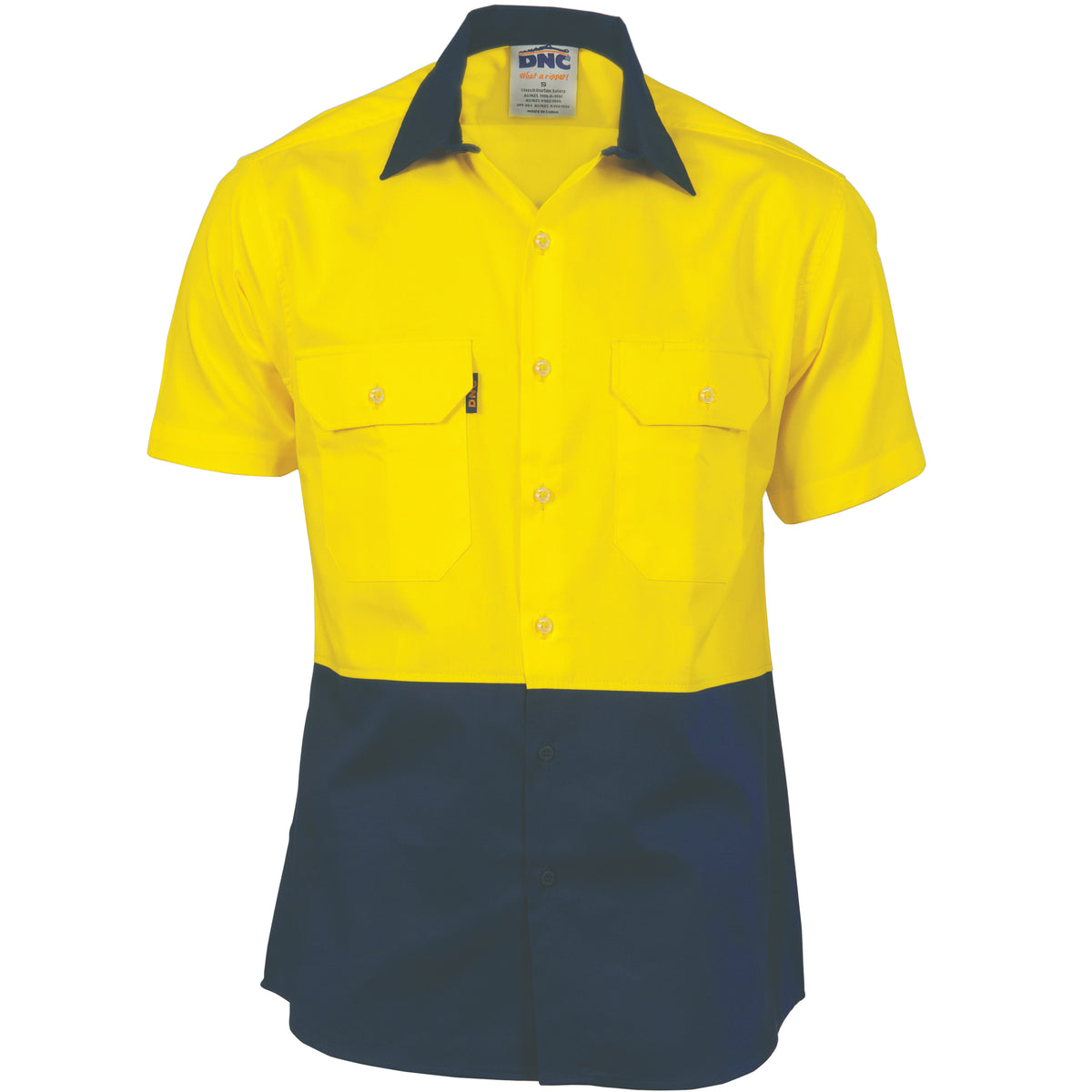 DNC Workwear HiVis Two Tone Cotton Drill Vented Shirt - Short Sleeve 3980