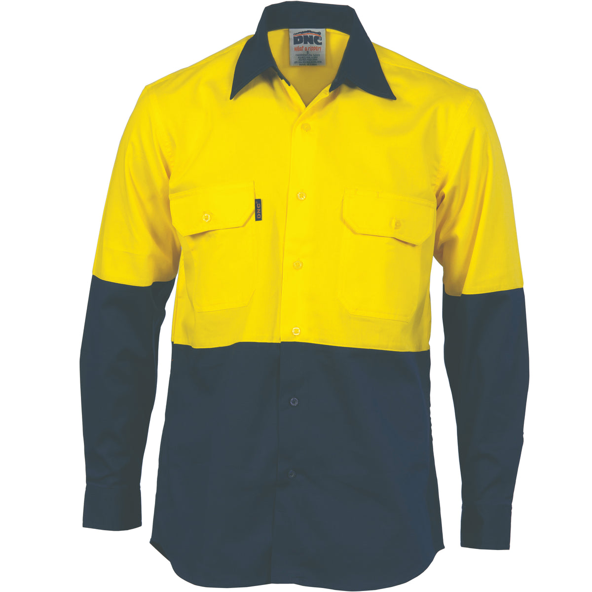 DNC Workwear HiVis Two Tone Cotton Drill Vented Shirt - Long Sleeve 3981
