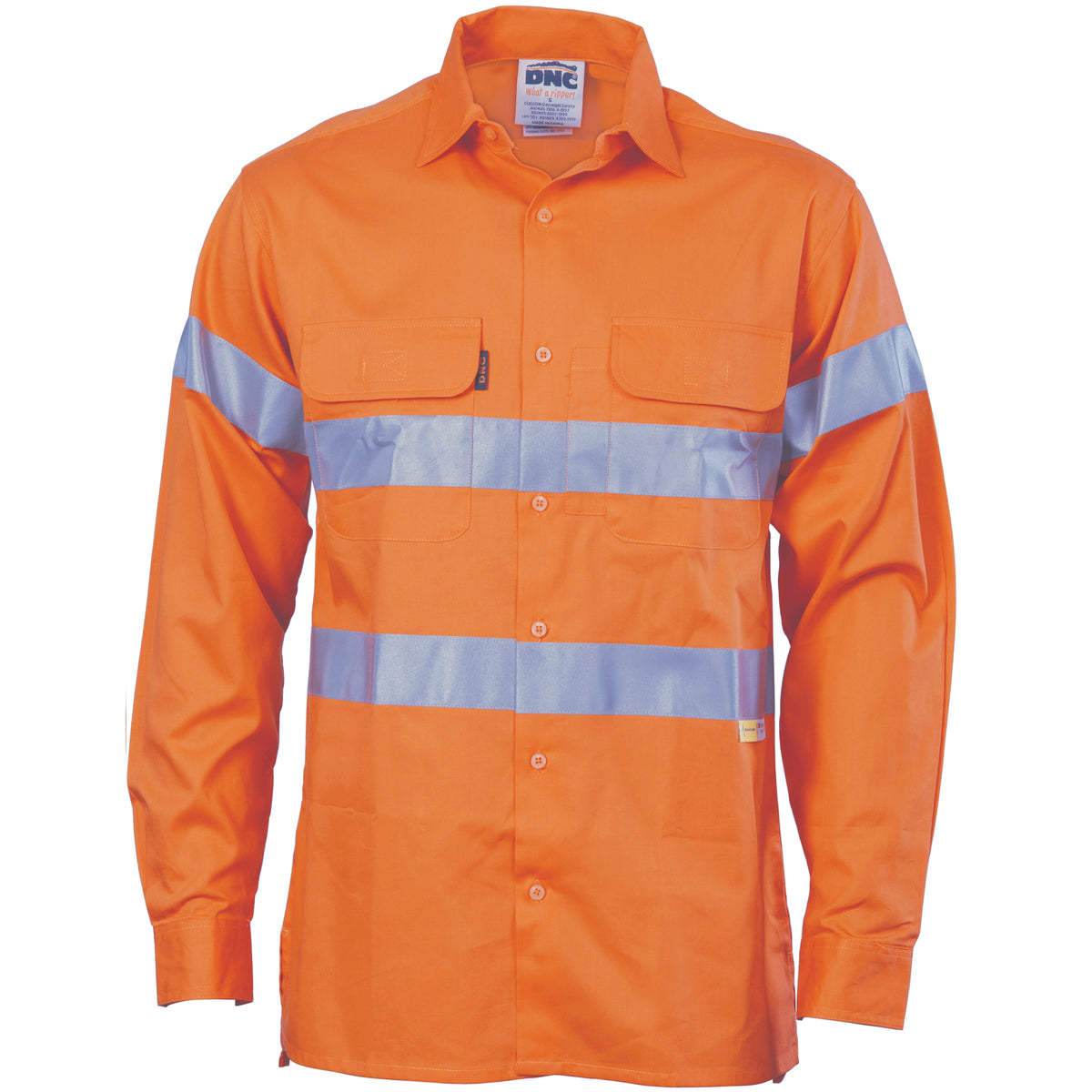 DNC Workwear HiVis Cool-Breeze Cotton Shirt with 3M 8906 R/Tape - Long Sleeve 3987