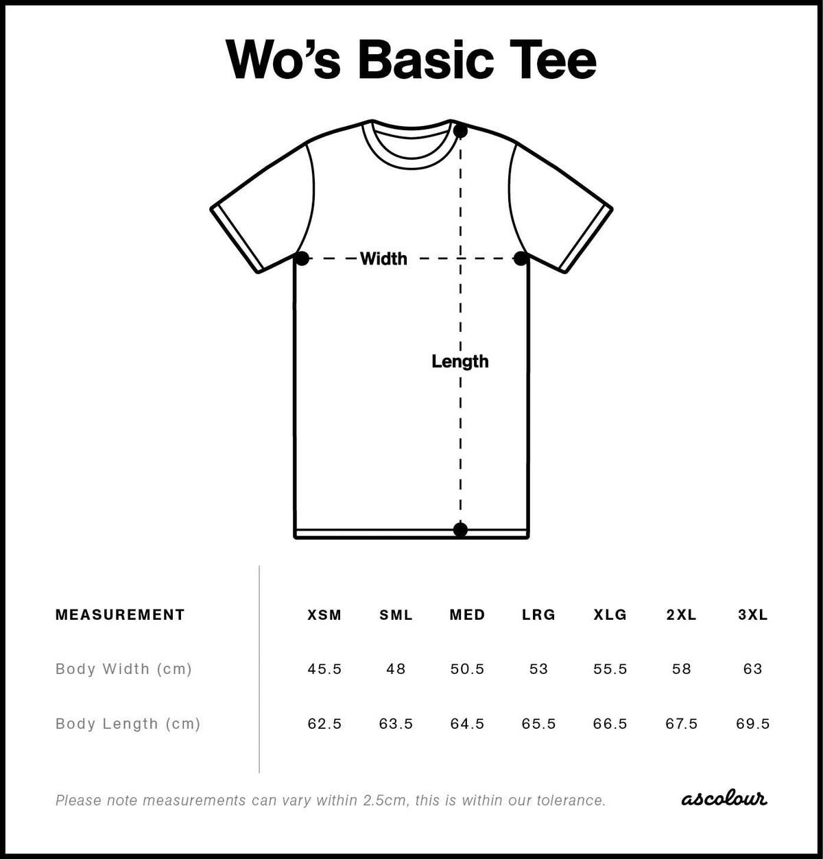 Wo's Basic Tee 4051S - Size guide