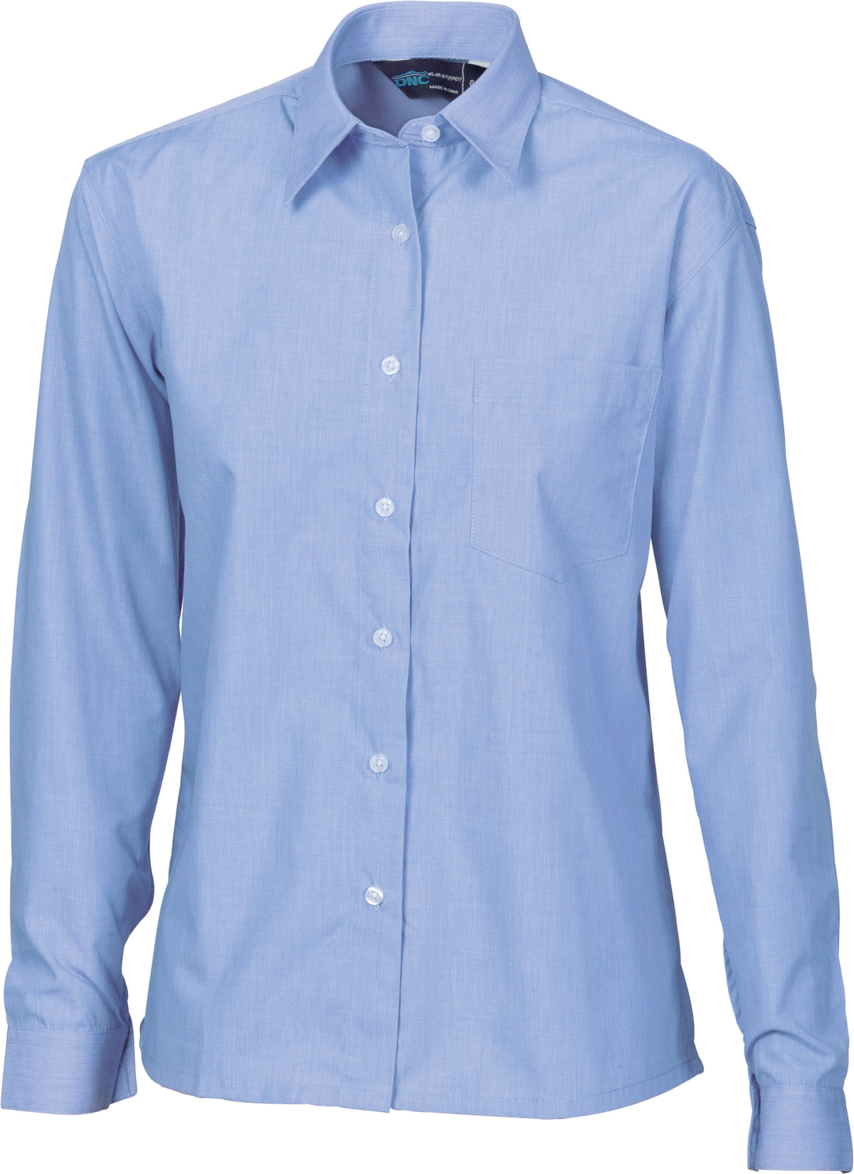 DNC Workwear Ladies Regular Collar, Side Splits, Single Pocket - Long Sleeve 4212