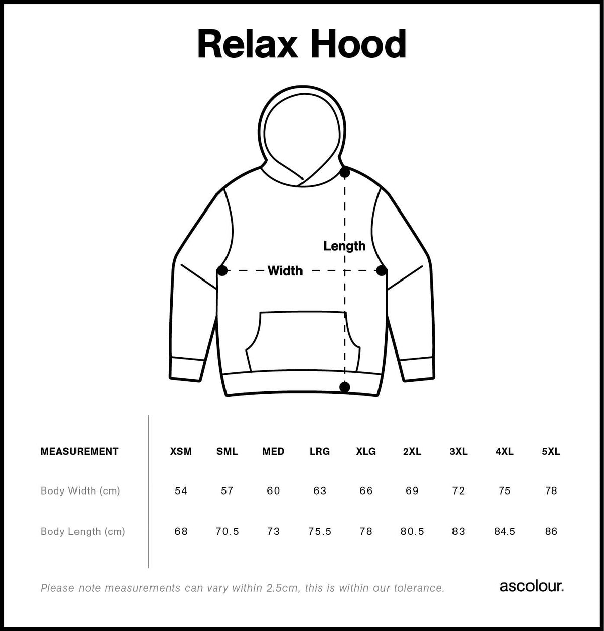 Relax Hood 5161 - Size guide