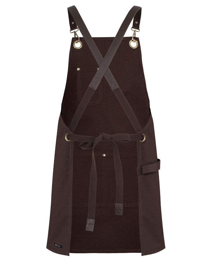 JB's 65x75 Brass Eyelet Canvas Apron with PU Strap - Chocolate/Chocolate - Back