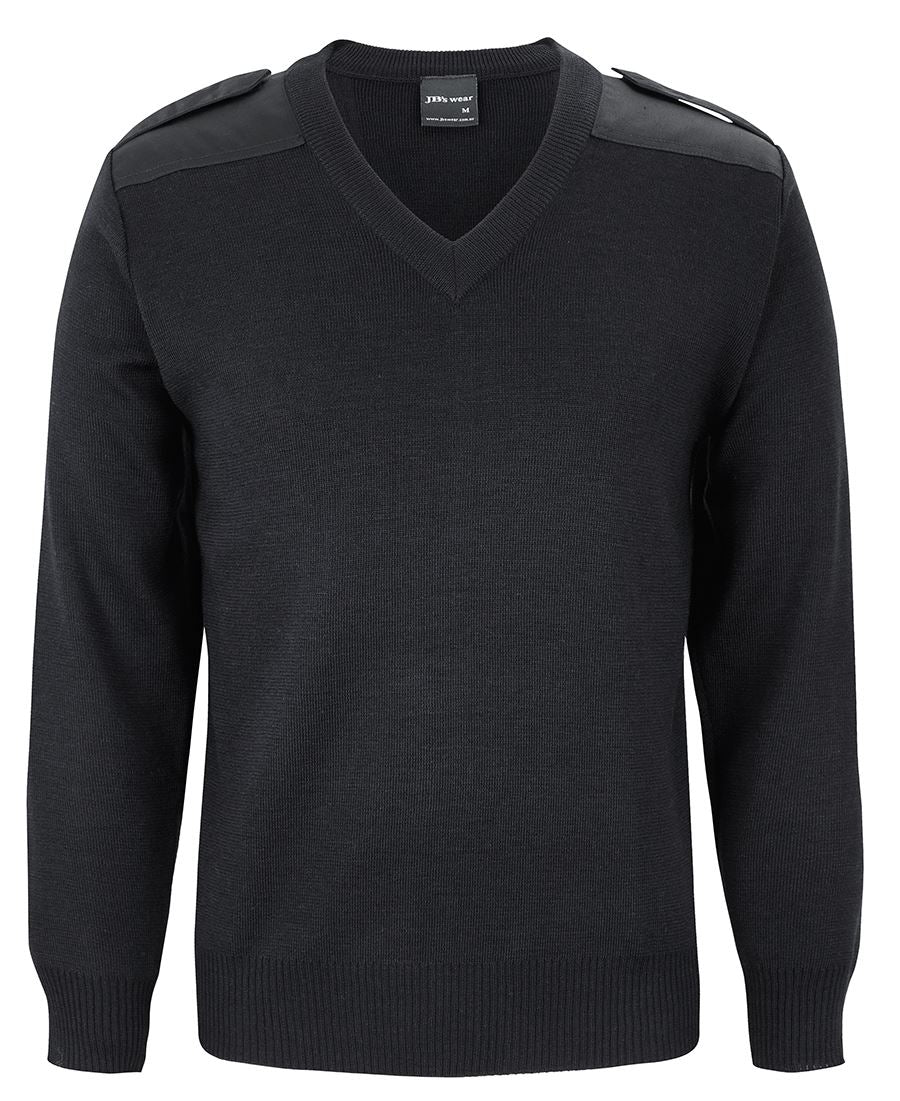 JB's Knitted Epaulette Jumper - Black - Front