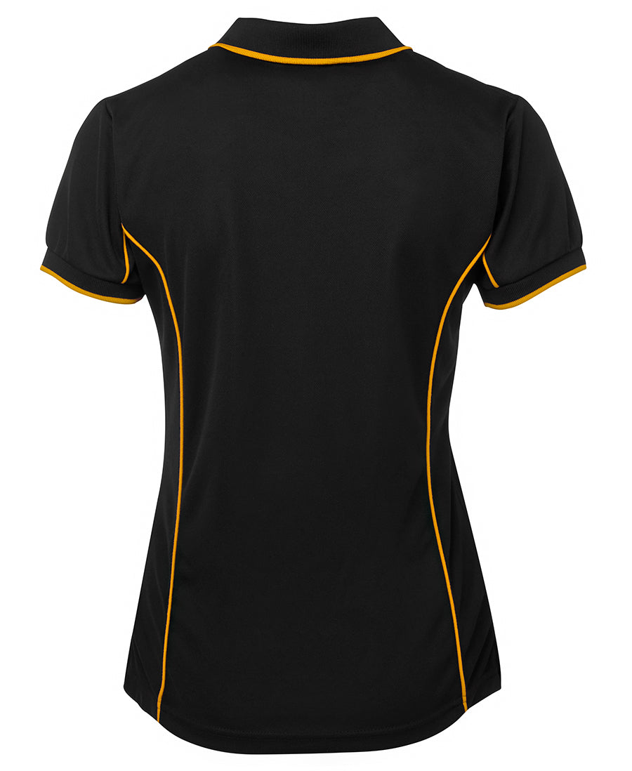 Podium Ladies Piping Polo - Black/Gold - Back