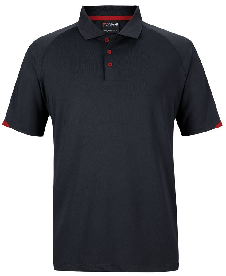 Podium Contrast Stretch Polo - Black/Red - Front