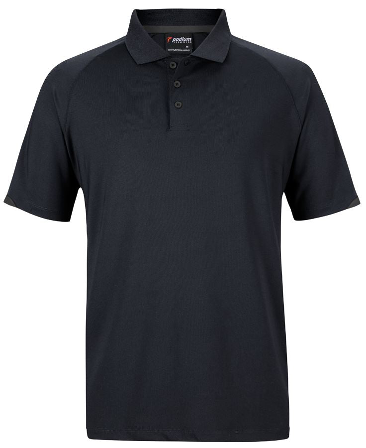 Podium Contrast Stretch Polo - Black/Charcoal - Front
