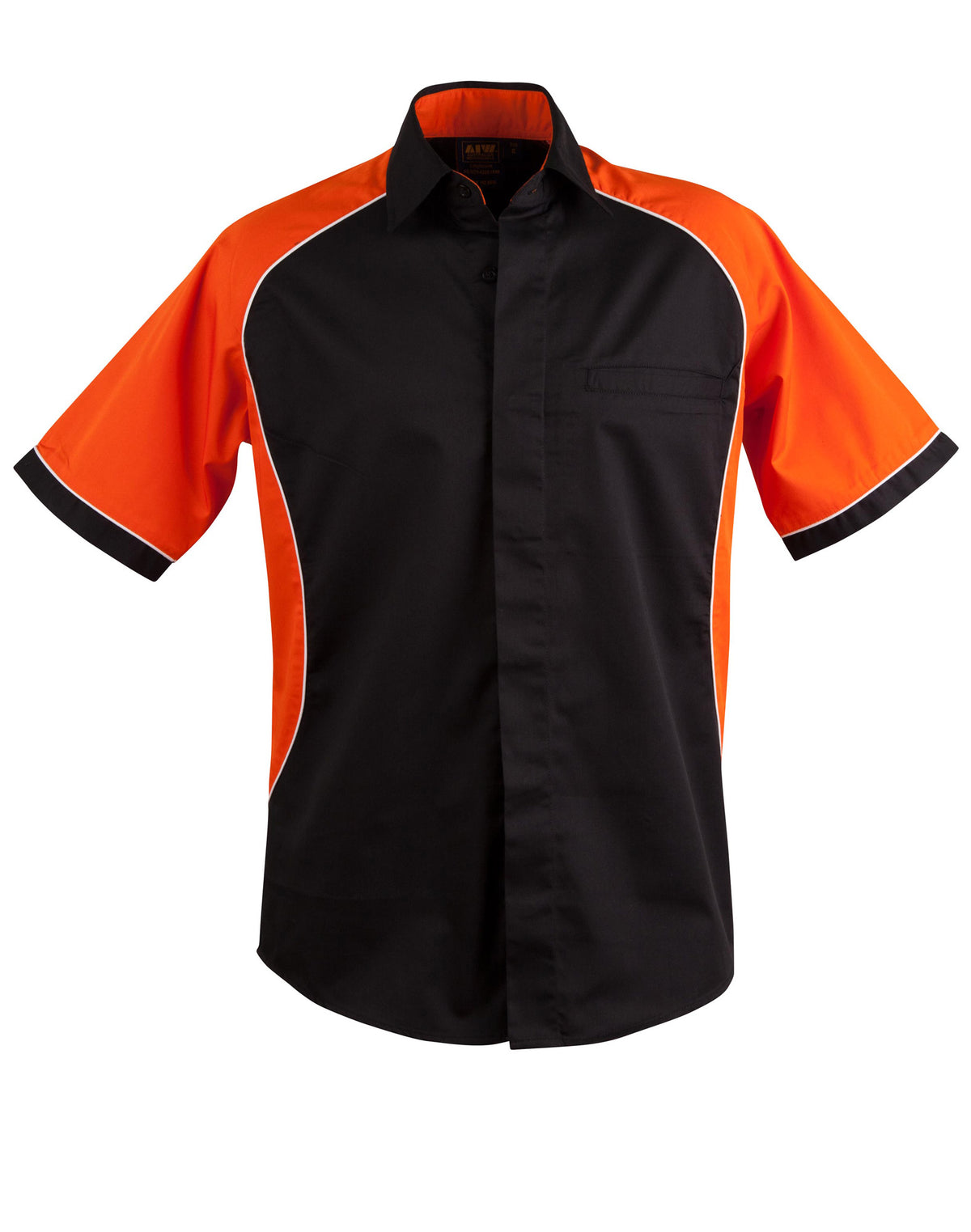 Men's Contrast Shirt - BS15 - Black / White / Orange