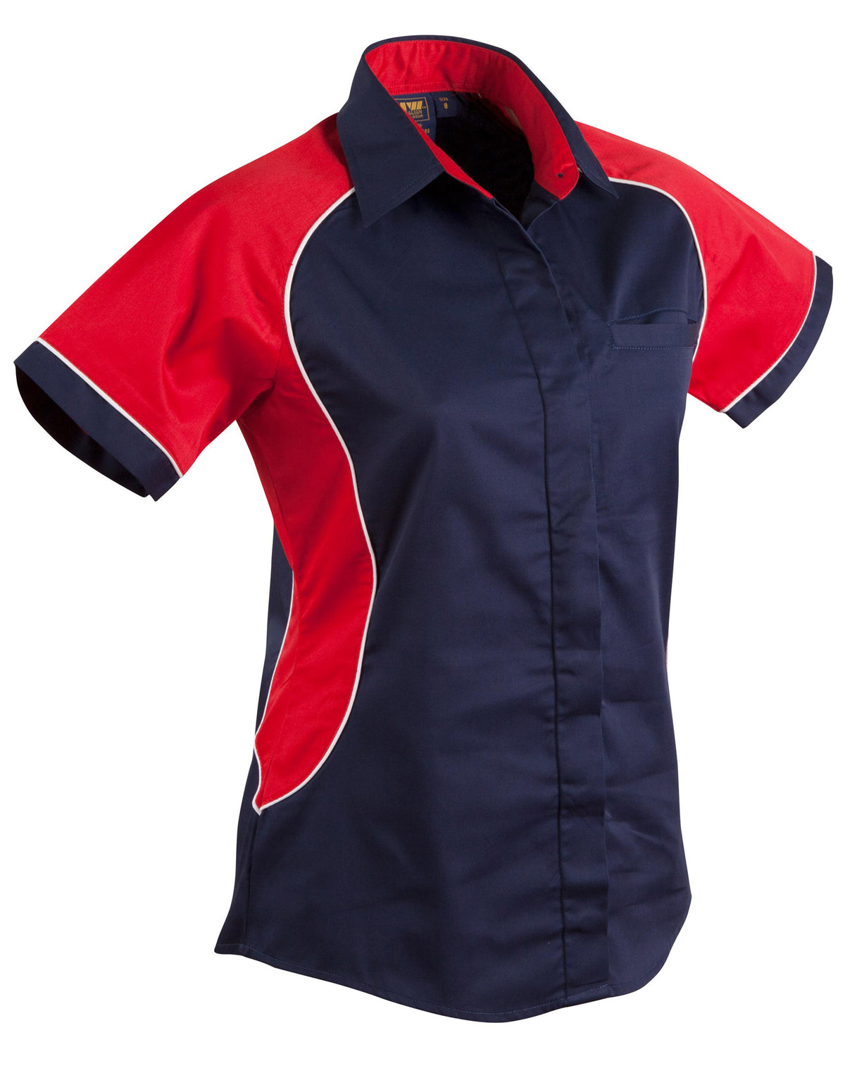 Ladies' Contrast Shirt - BS16 - Navy / White / Red