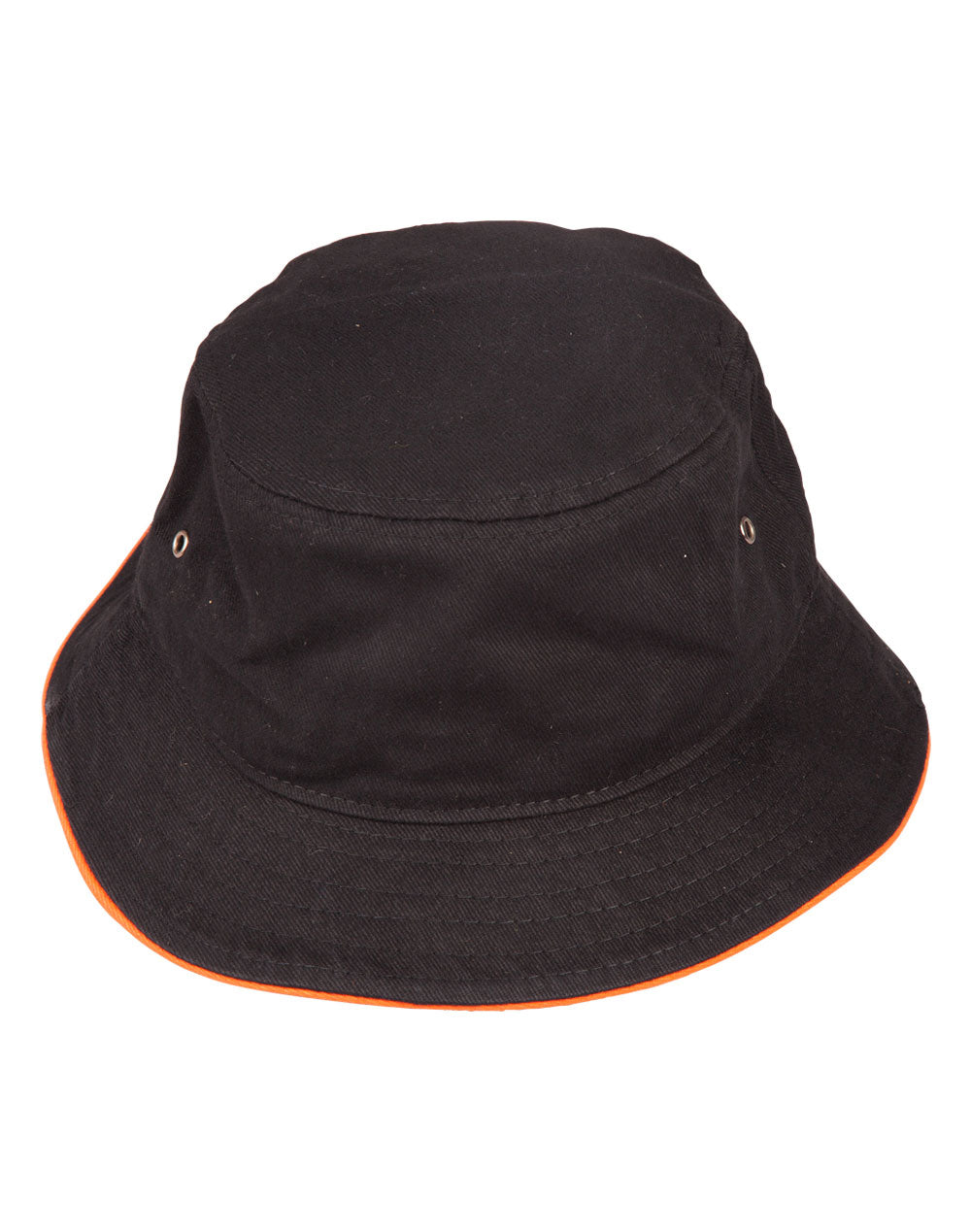 Soft Washed Sandwich Bucket Hat - CH31 - Black / Orange