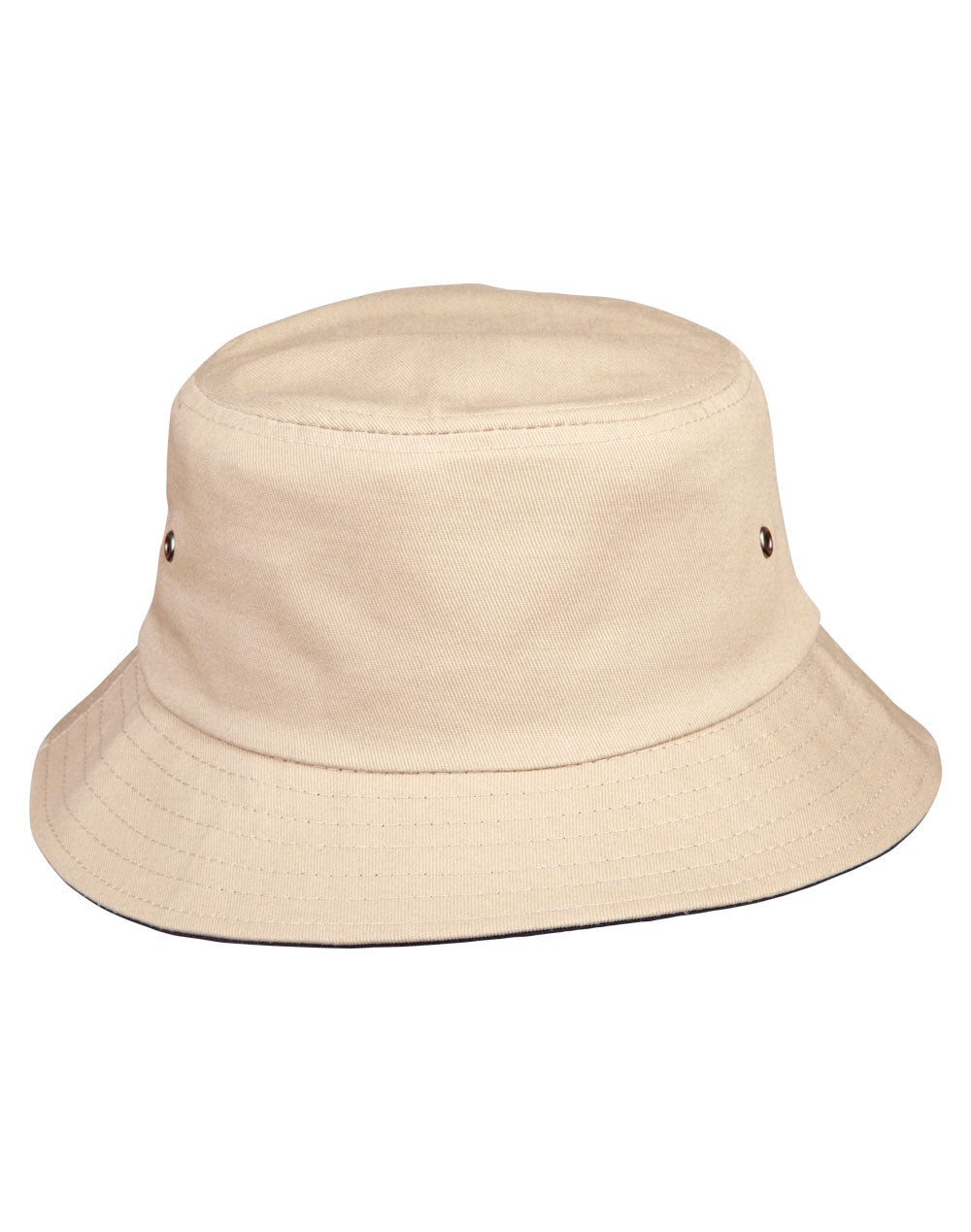 Contrasting Underbrim Bucket Hat - CH32A - Sand / DarkNavy