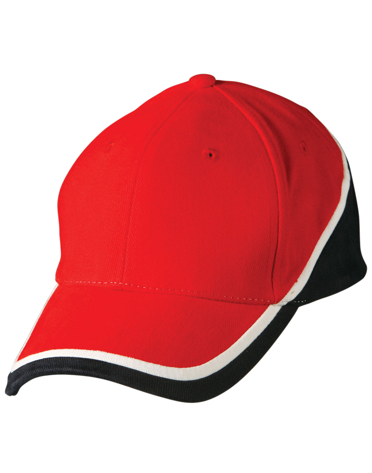 Tri-color sue heavy brushed cotton cap - CH38 - Red / White / Navy