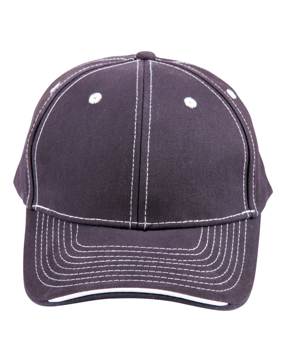 Premium Cotton Twill Contrast Trim Cap - CH65 - Navy / White