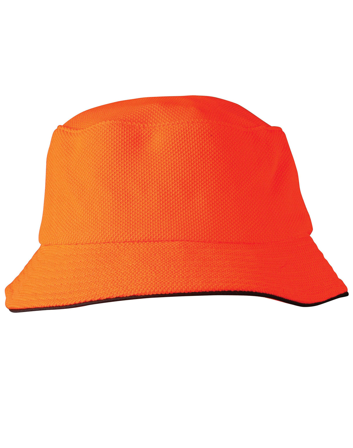 Pique mesh with sandwich trim bucket hat - CH71 - FluoroOrange / Navy