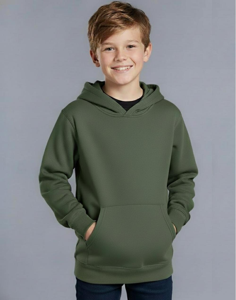 Winning Spirit Kids' Close Front Contrast Fleecy Hoodie FL09K