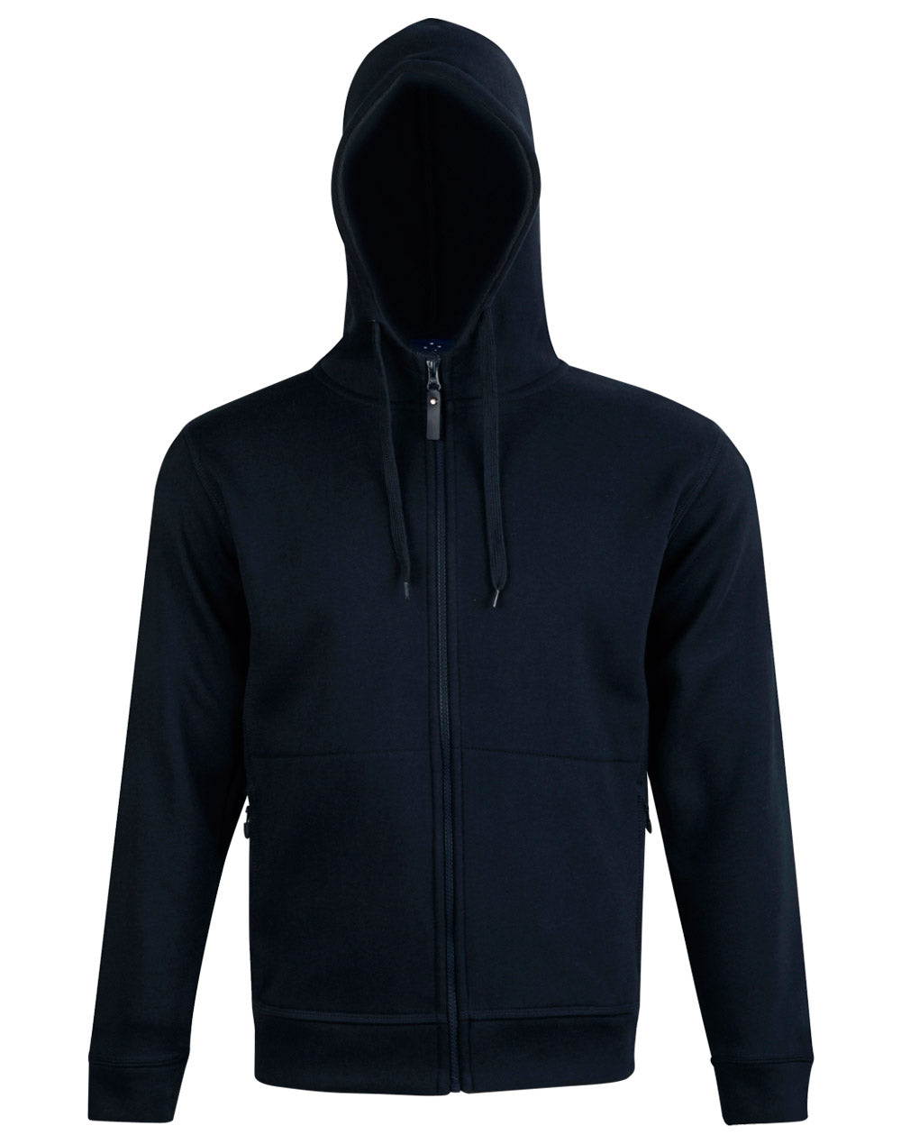 Men's Full Zip Contrast Fleece Hoodie - FL17 - Navy